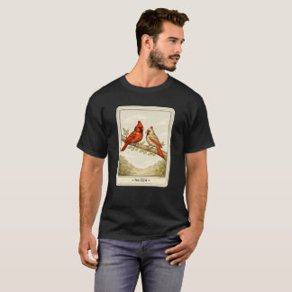 Vintage-Pärchen-Vogelkunst T-Shirt