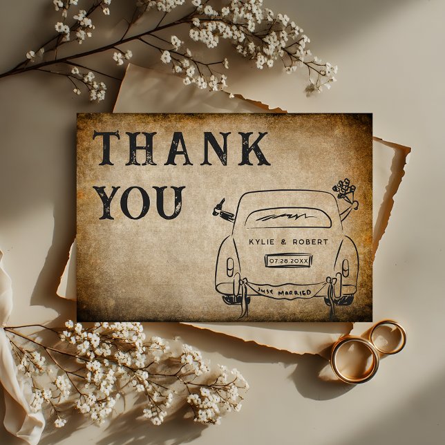 Vintage Parchment Old World Romance Wedding Dankeskarte (Von Creator hochgeladen)