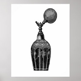Vintage Parfüm-Illustration in Schwarzweiß Poster