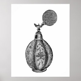 Vintage Parfüm-Illustration in Schwarzweiß Poster