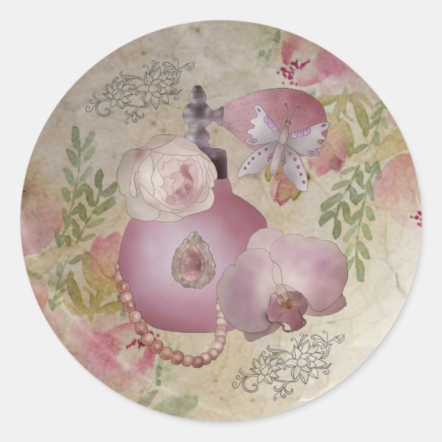 Vintage Parfüm  Runder Aufkleber (Vorderseite)