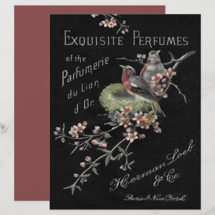 Vintage Parfums Blumenvögel Nest Scrapbook Paper