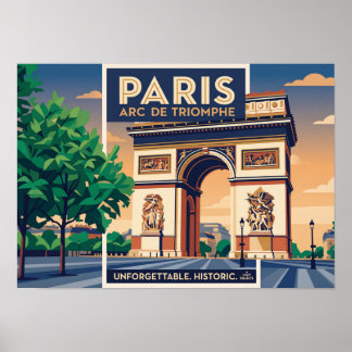 Vintage-Paris-Arc-de-Triomphe-Reiseposter Poster