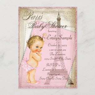 Vintage Paris Baby Shower Einladung
