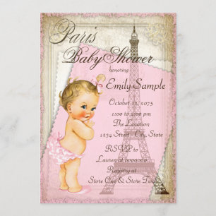 Vintage-Paris-Baby-Shower Einladung
