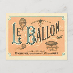 Vintage-Paris-Ballon-Postkarte Postkarte