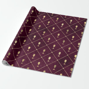 Vintage Paris Burgunder und Gold Grunge Wein Geschenkpapier