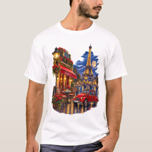 Vintage-Paris-Café-Eiffelturm-T-Shirt T-Shirt