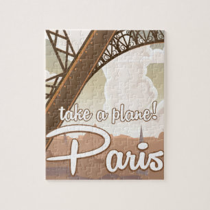 Vintage Paris Cartoon-Reiseplakat Puzzle