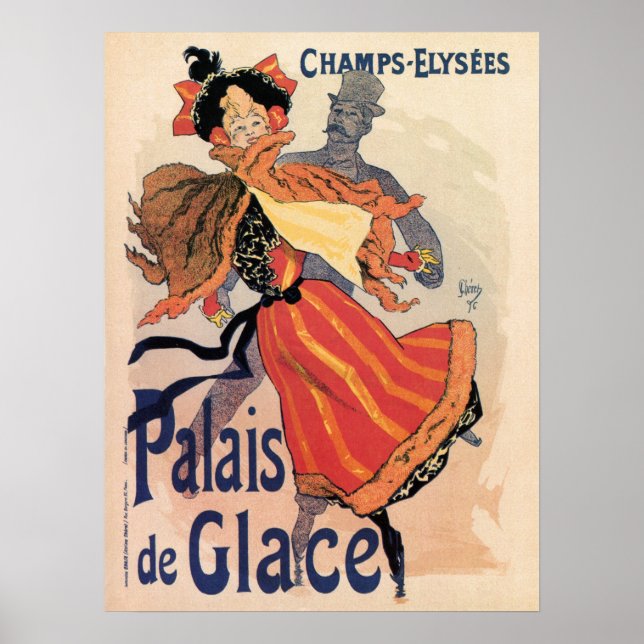 Vintage Paris Champs Elysées Eis Skaten Poster (Vorne)