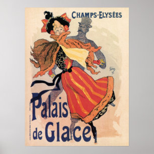 Vintage Paris Champs Elysées Eislaufen Poster