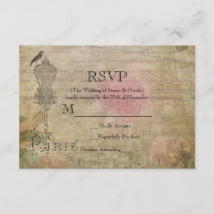 Vintage Paris Chic Geburtstagsfeier Hochzeit Zusag RSVP Karte