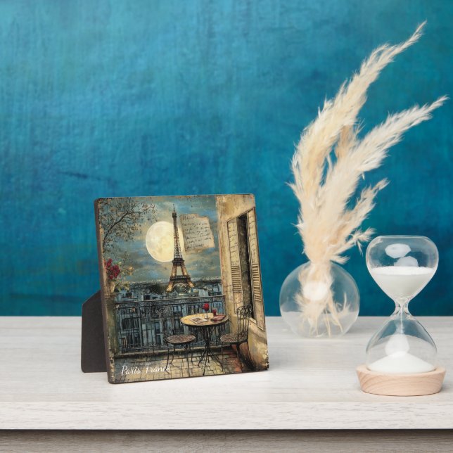 Vintage Paris Eiffel Tower Romantic Travel Art Fotoplatte (InSitu)