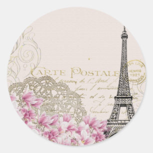 Vintage Paris Eiffelturm Druck Runder Aufkleber