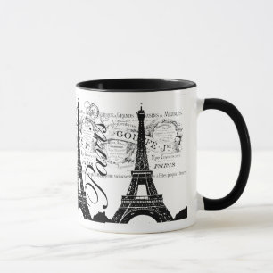 Vintage Paris & Eiffelturm Etikett Tasse