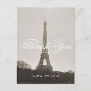 Vintage-Paris-Eiffelturm-Hochzeit-Danke Postkarte