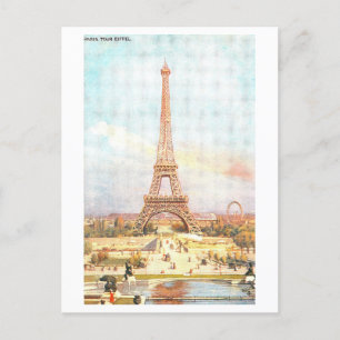 Vintage Paris Eiffelturm Postkarte