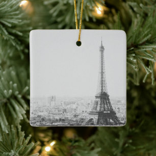 Vintage Paris Eiffelturm Schwarz-Weiß-Fotografie Keramikornament