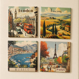 Vintage Paris Eiffelturm Straßenszene Magnet