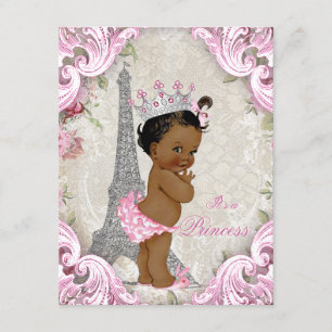 Vintage Paris Ethnische Prinzessin Florale Babypar Einladung