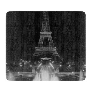 Vintage Paris Fontainen Eiffelturm Nacht Schneidebrett