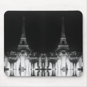 Vintage Paris Fontains Eiffelturm Nacht Maus Pa Mousepad