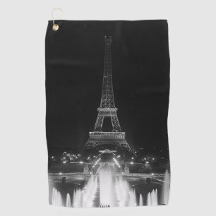 Vintage Paris Fontänen Eiffelturm Nacht Dart Boa Golfhandtuch