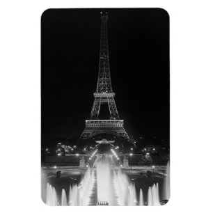 Vintage Paris Fontänen Eiffelturm Nacht Magnet