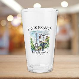Vintage Paris France Eiffel Tower Illustration Glas