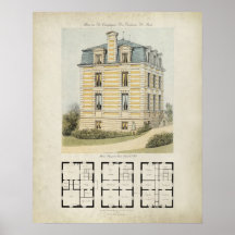 Vintage-Paris-Frankreich-Architektur-Zeichnung Nr.