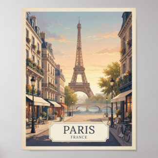 Vintage Paris Frankreich Reiseplakat | Eiffelturm Poster