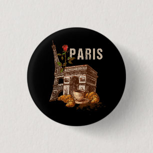 Vintage Paris Frankreich Urlaub Eiffel Tower Paris Button