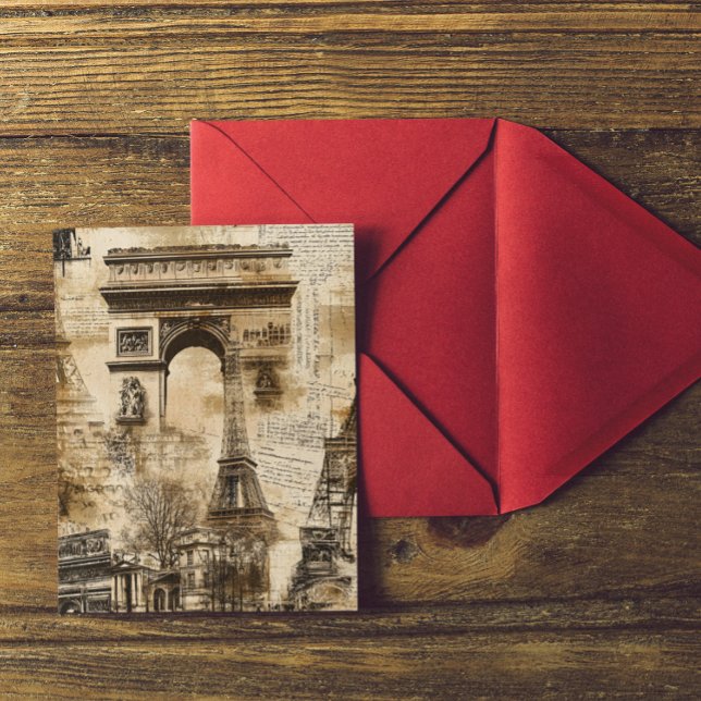 Vintage Paris Französisches Wahrzeichen-Muster Postkarte (Vintage Paris French Landmark Pattern Postcard)