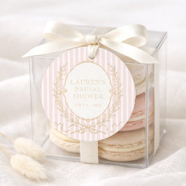 Vintage Paris Glam | Pink Stripe Bridal Shower Geschenkanhänger