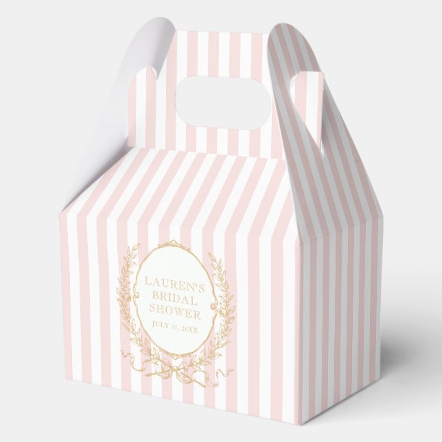 Vintage Paris Glam | Pink Stripe Bridal Shower Geschenkschachtel (Vorderseite)