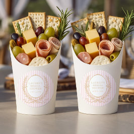 Vintage Paris Glam | Pink Stripe Bridal Shower Runder Aufkleber