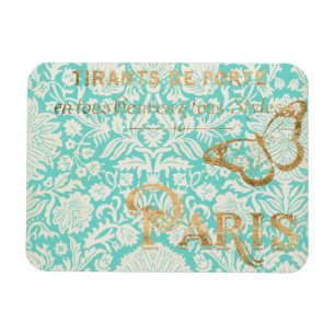 Vintage Paris Gold Design mit Schmetterling Magnet