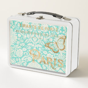 Vintage Paris Gold Design mit Schmetterling Metall Lunch Box