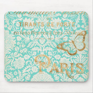 Vintage-Paris-Gold-Design mit Schmetterling Mousepad