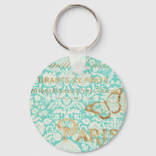 Vintage-Paris-Gold-Design mit Schmetterling Schlüsselanhänger