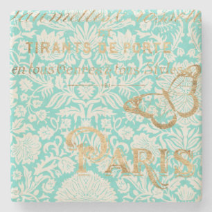 Vintage-Paris-Gold-Design mit Schmetterling Steinuntersetzer