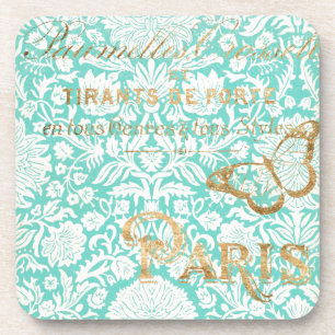 Vintage Paris Gold Design mit Schmetterling Untersetzer
