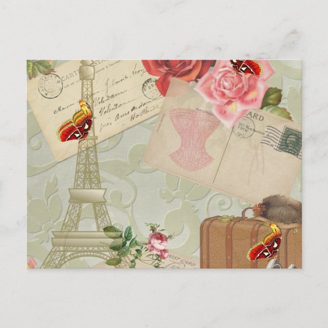 Vintage Paris-Grafik Postkarte (Vorderseite)