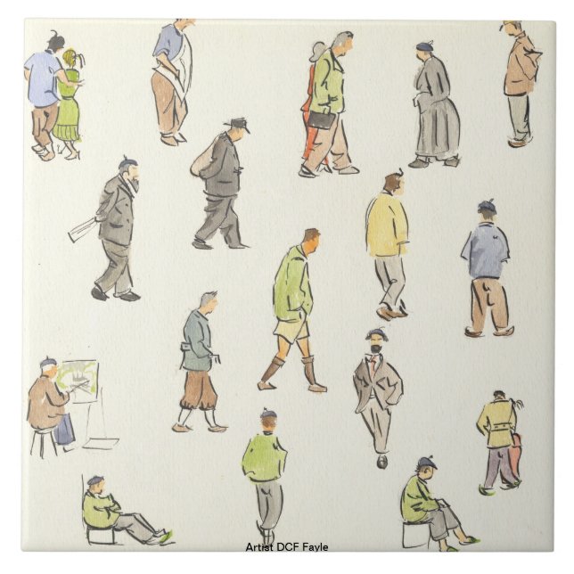 Vintage Paris-Leute-dekorative Fliese (Vorderseite)