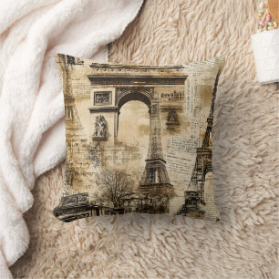 Vintage-Paris-Muster – Eiffelturm-Wahrzeichen Kissen