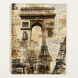 Vintage-Paris-Muster – Eiffelturm-Wahrzeichen Planer