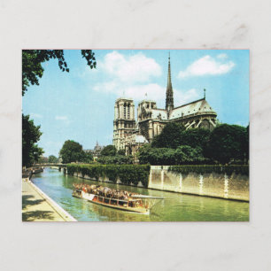 Vintage Paris, Notre Dame, Bateau-Mouche Postkarte