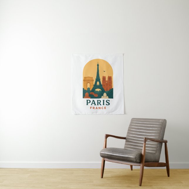 Vintage Paris Notre Dame Cathedral Tapestry  Wandteppich (Beispiel)