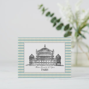Vintage Paris Opera Illustration Harlequin Postkarte