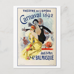 Vintage Paris Operntheater Karneval 1892 Postkarte